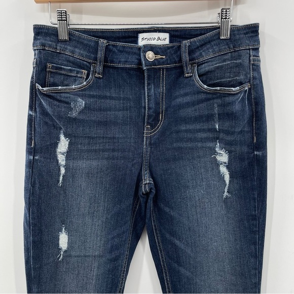 Studio Blue Denim - Studio Blue Dark Wash Lightly Distressed Jeans Size 28
